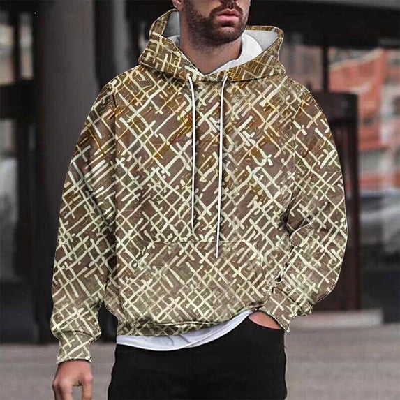 Yanghang Hoodies Men Casual Fashion Hooded Sweatshirts Round Neck Print Pullover Long Sleeve Tops Sweatshirt On Clearance