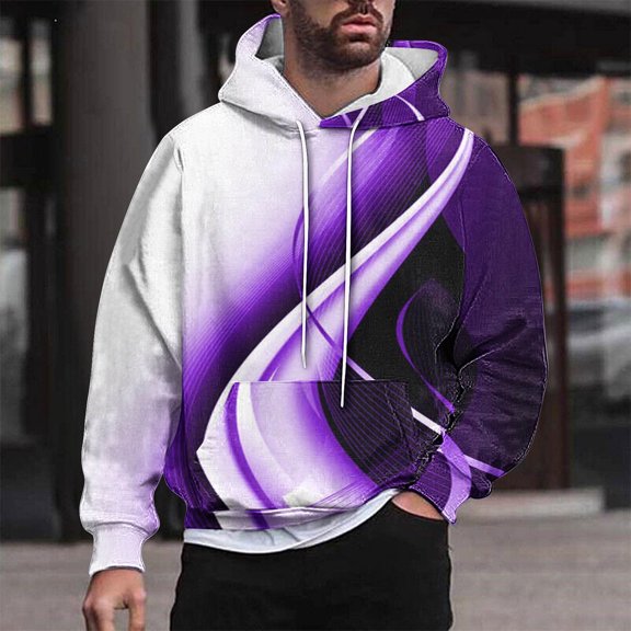 Yanghang Hoodies Men Casual Fashion Hooded Sweatshirts Round Neck Print Pullover Long Sleeve Tops Sweatshirt