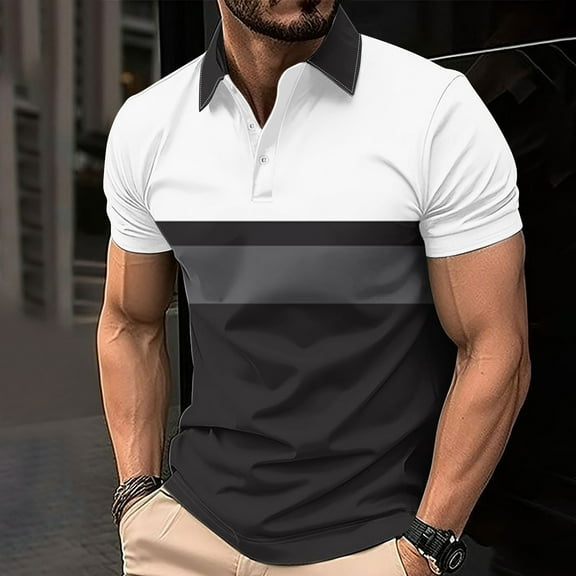 Yanghang Men Going Out Tops Tshirts Shirts For Men Men's Casual Short Sleeved Shirt With Printed Short Sleeved Collar Top/Shirt Shirts For Men Tall