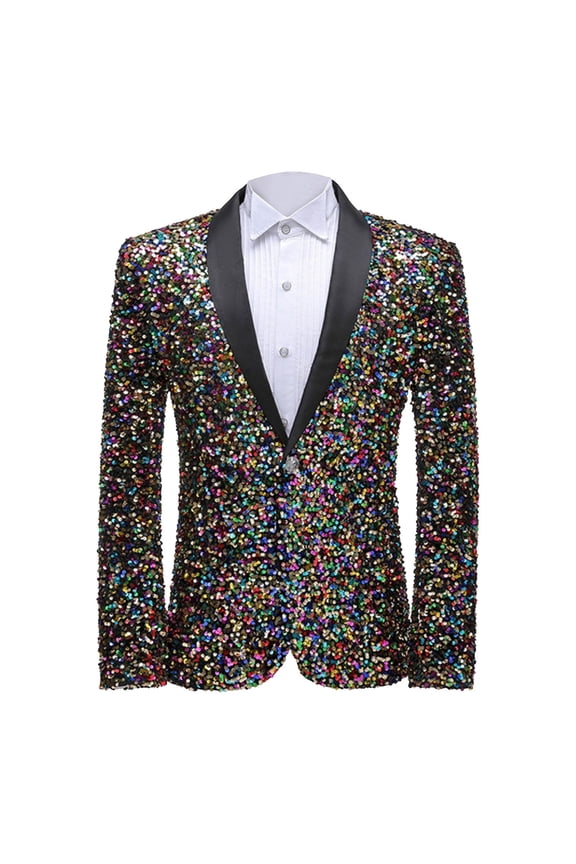 Men Suit Jacket Men's Dancing Party Performance Costumes Fashionable Personality Color Pocket Casual Cool Single List One Button Suit Jacket
