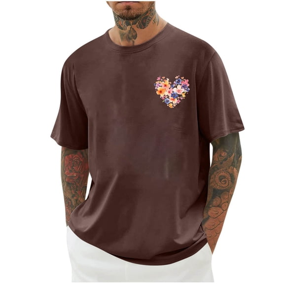 Yanghang Men Summer Tops Breathable Men's T-Shirt Men Print Round Neck Casual Fashion Short Sleeve Round-Neck Blouses Hawaiian Shirt For Men