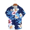 thumbnail image 1 of Yanghang Men Summer Tops Men's T-Shirts Men's Fashionable Casual Floral Print Hawaiian Short Sleeved Lapel Button Up Shirt Summer 2025, 1 of 5