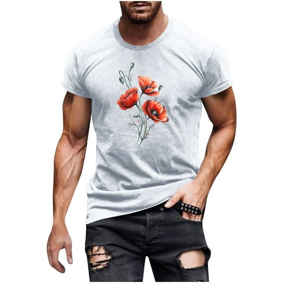 Yanghang Men Summer Tops Short Sleeve Men's Top Fashionable Men's Casual Printed Short Sleeved Round Neck Top/Shirt Summer 2025