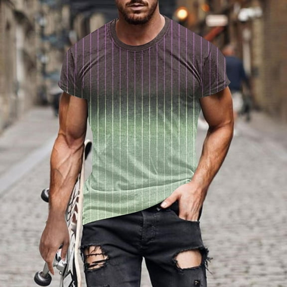 Yanghang Men Tops Mens Shirts Men Print Fallow Round Neck T-Shirt Casual Fashion Short Sleeve Tops For Men 2024