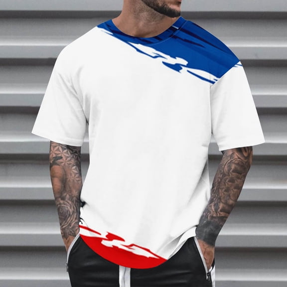 Yanghang Men Tops Shirts For Men Summer Fashion Casual Men'S Round Neck Printed T-Shirt Top Hawaiian Shirt For Men