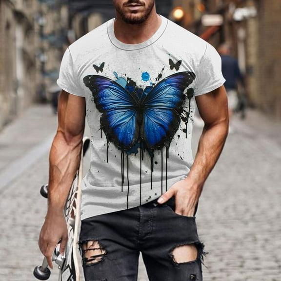 Yanghang Men Tops T Shirts For Man Men Print Short Sleeve Round Neck T-Shirt Casual Fashion Short Sleeve Men'S T-Shirts
