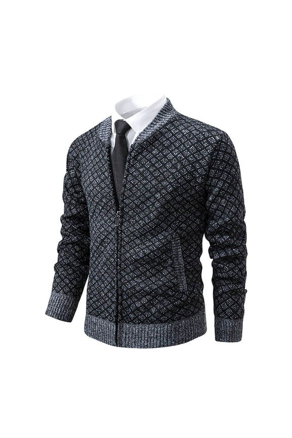 Men's Fashion Casual Solid Color Zipper PocketS Long Sleeve Hoodless Casual Outwear Zip-up Jacket