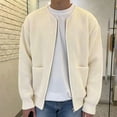 thumbnail image 1 of Yanghang Men's Peacock Velvet Solid Knit Round Collar Cardigan Relaxed Zipper Sweater Coat Zip-up Jacket, 1 of 7