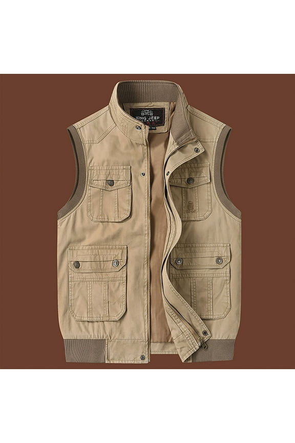 Men's Work Jacket Standing Collar Multiple Pockets Outdoor Photography And Sports Jacket Coat Casual