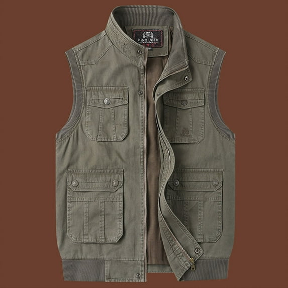 Yanghang Men's Work Jacket Standing Collar Multiple Pockets Outdoor Photography And Sports Jacket Coat Casual On Clearance