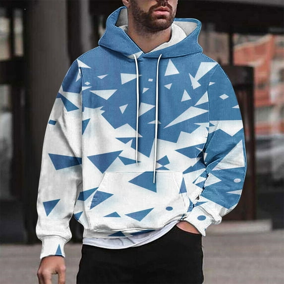 Yanghang Mens Hoodies Men Casual Fashion Hooded Sweatshirts Round Neck Print Pullover Long Sleeve Tops Sweatshirt On Clearance