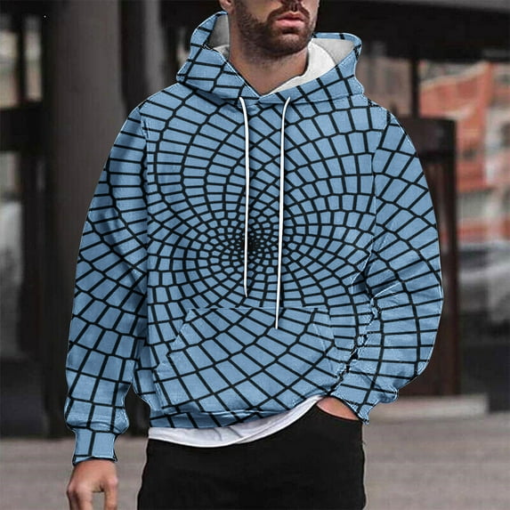 Yanghang Mens Hoodies Men Casual Fashion Hooded Sweatshirts Round Neck Print Pullover Long Sleeve Tops Sweatshirt