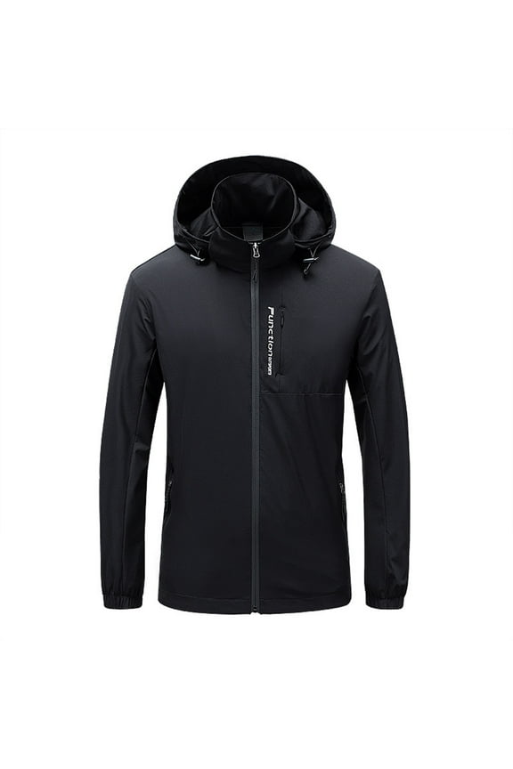 Mens Jacket 2024 Men Velvet ski Outdoor Sports Pocket Hooded Mountaineering Jacket Clearance