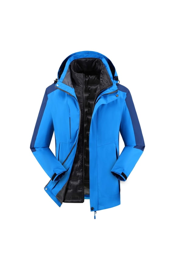 Mens Jacket 2024 Men's Detachable Cap And Windproof Thick Three-in-one Jacket Outdoor Sports Warm Jacket Clearance