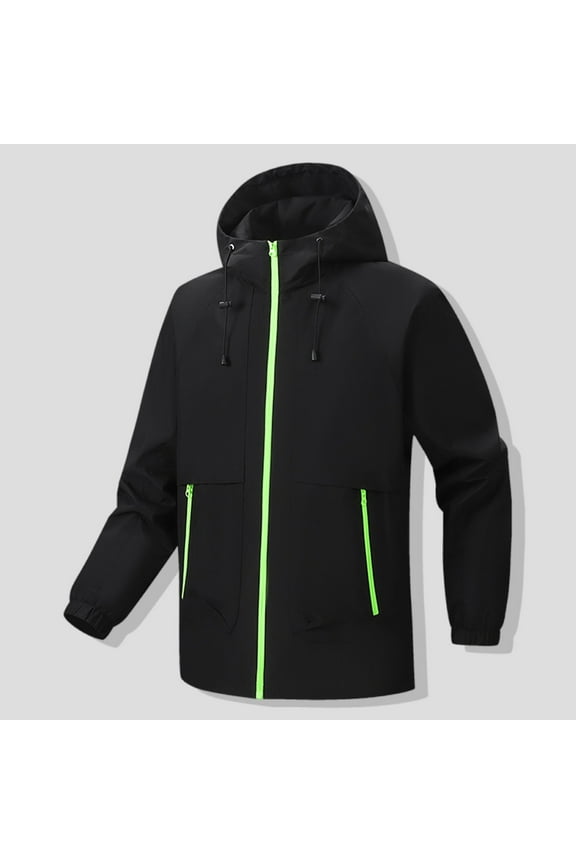 Mens Jacket 2024 Men's Fashion Casual Outdoor Work Bag Long Sleeve Hooded Casual Coat/jacket Jacket Clearance