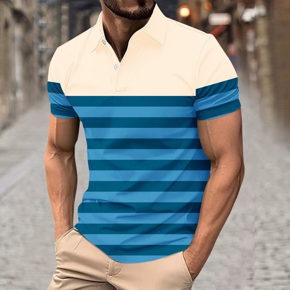 Yanghang Mens Shirts Breathable Men's T-Shirt Men's Pullover Button Printing Lapel Long Sleeve Turndown Collar Blouse Shirt Summer Clothes