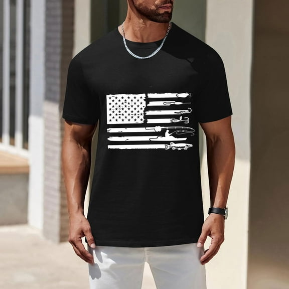 Yanghang Mens Shirts Breathable Men's T-Shirt Men's Shoulder Spring/Summer Top Regular Printed Funny Top Round Neck Comfortable T-Shirt Short Sleeve Top Summer Clothes