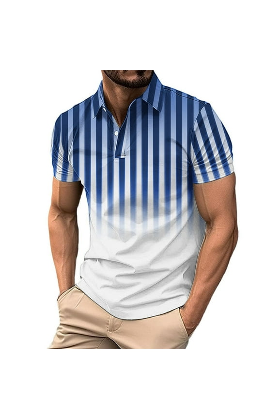 Mens Shirts T Shirts For Man Men's Pullover Button Printing Short Sleeve Turndown Collar Shirt Top Blouse Shirts For Men