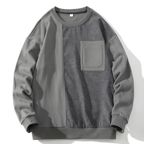 Yanghang Oversized Hoodies Men Casual Fashion Long Sleeve Pockets Splice Pullover Crewneck Sweatshirt On Clearance