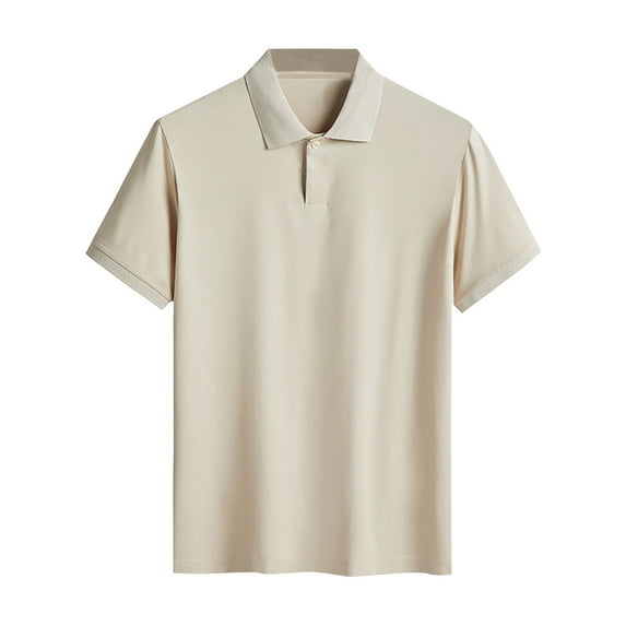 Yanghang Shirts For Men Men'S T-Shirts Men'S Short Sleeved Solid Color Ice Silk Shirt Short Sleeved Lapel Top Men'S T-Shirts