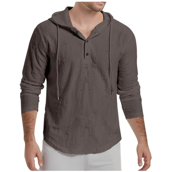 Yanghang Summer Tops T Shirts For Man Man Solid Color Abrade Hoodie Long Sleeve Shirt Loose Hooded Long Sleeve Summer 2025