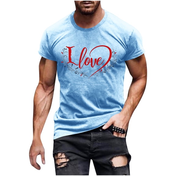 Yanghang Tops Men Breathable Men's T-Shirt Fashionable Men's Casual Printed Short Sleeved Round Neck Top/Shirt Summer Clothes