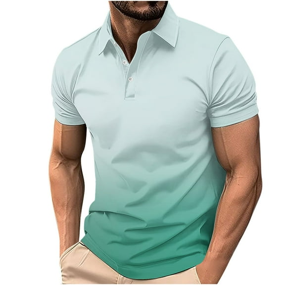 Yanghang Tops Men Men'S T-Shirts Men'S Summer Button Printed Short Sleeved Lapel Top Short Sleeve Turndown Collar Blouse Shirt Men'S T-Shirts