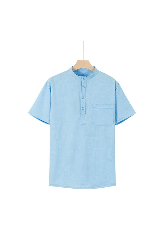 Tops Men Men's T-Shirts Man Europe And America Shirt Short Sleeve Stand Collar Unbuckle Pineapple Plaid Shirt Fallow Shirt Blouse Summer Tops For Men