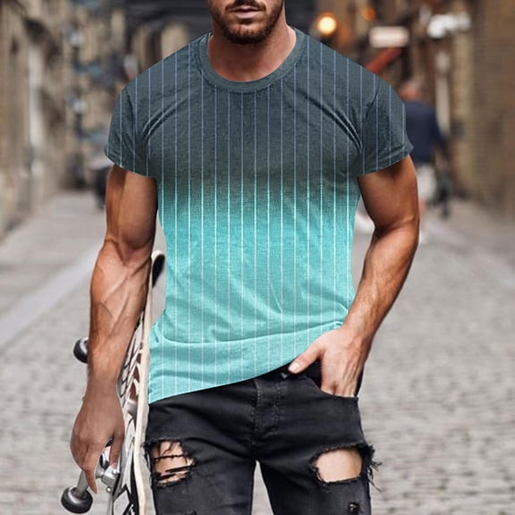 Yanghang Tops Men Mens T-Shirts Men Print Fallow Round Neck T-Shirt Casual Fashion Short Sleeve Plus Size Tops For Mens