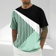thumbnail image 1 of Yanghang Tops Men Mens T-Shirts Men's Casual Short Sleeved Geometric Printed Round Neck Off Shoulder Top Shirts For Men, 1 of 5