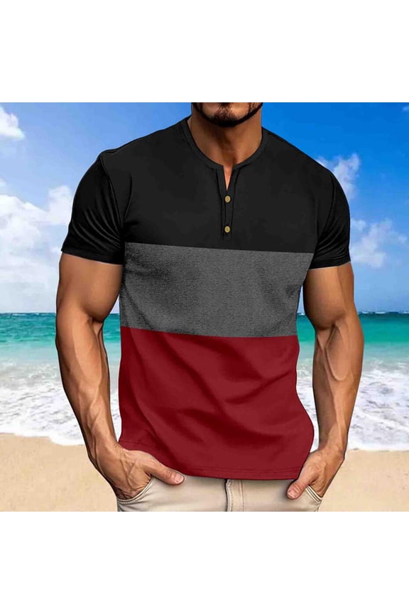 Tops Men Shirts For Men Men Casual Round Neck Patchwork Pullover Fitness Sports Shorts Sleeves T Shirt Blouse Tops For Men 2024