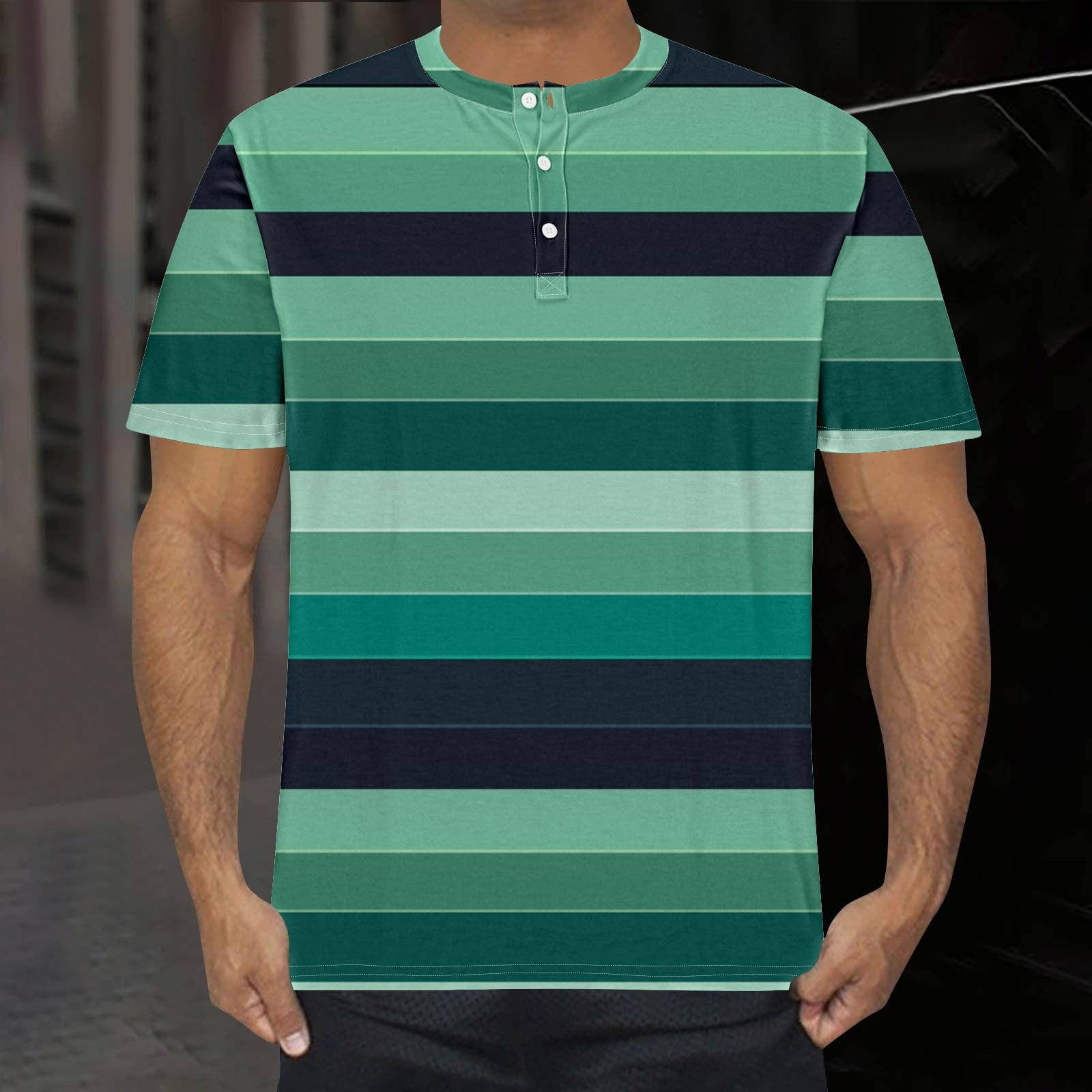 Yanghang Tops Men T Shirts For Man Men'S Summer Striped Color-Matching ...