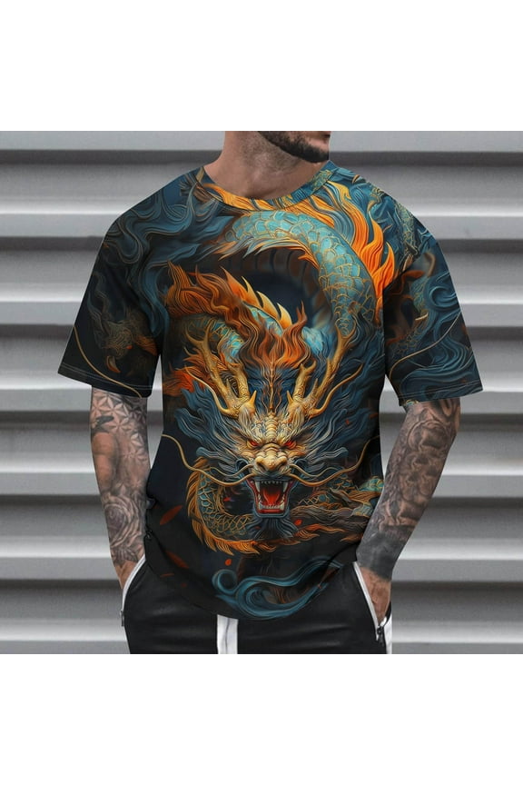 Tops Men T Shirts For Man Summer Fashion Casual Men'S Round Neck Printed T-Shirt Top Men'S T-Shirts