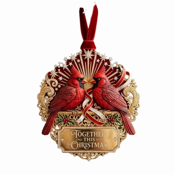Yangka 2D Acrylic Christmas Cardinal Ornament Red Bird Hanging Pendant With Ribbon For Xmas Tree Holiday Party Home Decor