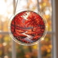 thumbnail image 1 of Yangka Autumn Maple Forest Acrylic Puzzle Suncatcher, Fall Nature Scenery Stained Glass Style Window Hanging, Garden Ornament, 1 of 7