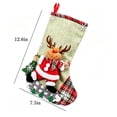 thumbnail image 1 of Yangka Christmas Decoration Rustic Burlap Embroidered Stocking With 3D Santa Reindeer Applique And Plaid Cuff For Fireplace Mantel Holiday Party Decor,Army Green, 1 of 5