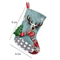 thumbnail image 1 of Yangka Christmas Decoration Rustic Burlap Embroidered Stocking With 3D Santa Reindeer Applique And Plaid Cuff For Fireplace Mantel Holiday Party Decor,Sky Blue, 1 of 5