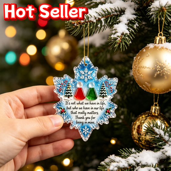 Yangka Christmas Snowflake Acrylic Ornament Flat Hanging Pendant with Red Green Figures and Heartfelt Message for Xmas Decor