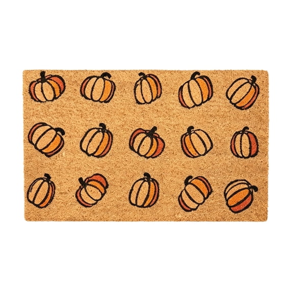Yangka Halloween Doormat Fall Pumpkin Line Art Pattern Rectangular Welcome Mat For Front Entrance Porch Home Decor, 15.7x23.6 Inch