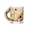 thumbnail image 1 of Yangka Kitchen Themed Glass Mug, Religious Jesus Print Coffee Cup with Sculpted Dove Handle, Elegant Holiday Drinkware for Easter and Christmas Table Decor, 1 of 6