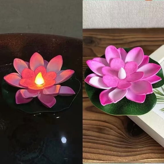 Yangka LED Waterproof Floating Lotus Lights,Pink Simulated Flower-Shaped Electronic Candles For Pool, Pond, Festival & Party Decor