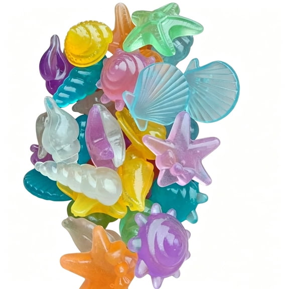 Yangka Multicolor Luminous Sea Figurines,10Pcs Glow-In-The-Dark Seashell & Starfish Stones For Fish Tank, Garden, Vase Fillers & Beach Theme Decor