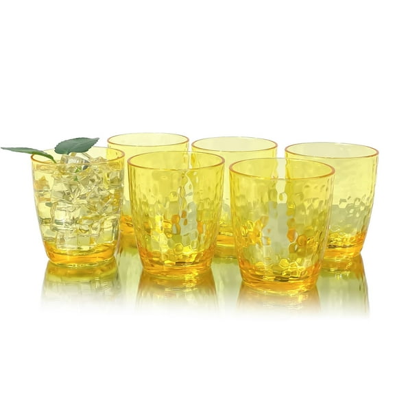 Yanglonghui 15-Ounce Plastic Tumblers (Set of 6), Reusable Plastic Mugs, BPA-Free Acrylic to Drink Mugs, Shatter Resistant, Textured Interior, Dishwasher Safe
