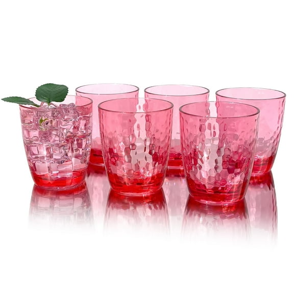 Yanglonghui 15-Ounce Plastic Tumblers (Set of 6), Reusable Plastic Mugs, BPA-Free Acrylic to Drink Mugs, Shatter Resistant, Textured Interior, Dishwasher Safe