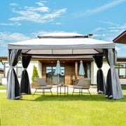 Yangming 10x13 Ft Patio Gazebo,Outdoor Gazebo Canopy with Mosquito Netting and Curtains,Sturdy Straight Leg Tent Soft Top Gazebo for Patios Deck Backyard, Gray