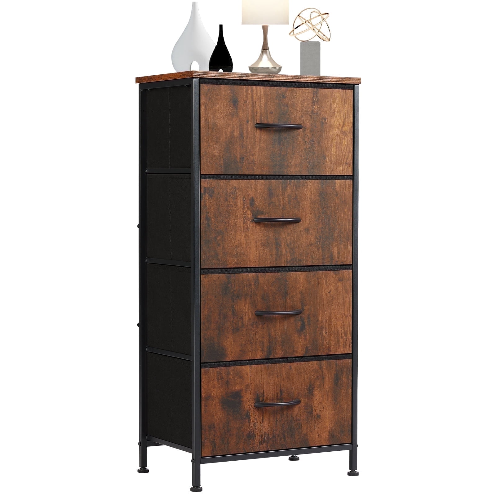 ZUNMOS 4 Drawer Fabric Dresser for Bedroom, Tall Chest of Drawer Organizer  Storage Cabinet for Closet, Entryway, Rust Brown - Walmart.com