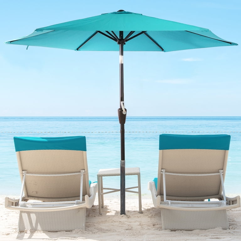 5 inch patio umbrella 7.5ft Market Umbrella,Wavy Trim, UV-Fade-Resistant, Crank & Tilt This Outdoor Patio Umbrella keeps the focus on comfort and order Yangming 5" Blue Hexagon Table