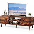 thumbnail image 1 of EDX 55-60Inch TV Stand, Entertainment Center, Mid-Century Modern TV Media Console, Ample Storage Cabinet, Adjustable Wooden TV Table for Living Room or Bedroom, Rust Brown, 1 of 8