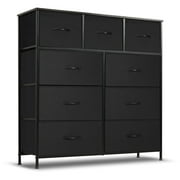 Simenmax 9 Drawers Dresser for Bedroom, Tall Fabric Closet Chests Organizer Tower Furniture with Wooden Top Metal Frame for Clothes, Room, Living Room, Hallway, Entryway,Black