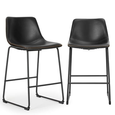 Yangming Counter Height Bar Stools Set of 2 With Back and Footrest, Metal Frame, 26 inch, Black